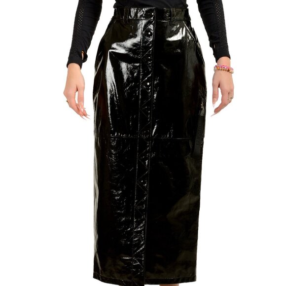 Scuderia Ferrari Women's Black 100% Leather Pencil Skirt US S IT 40